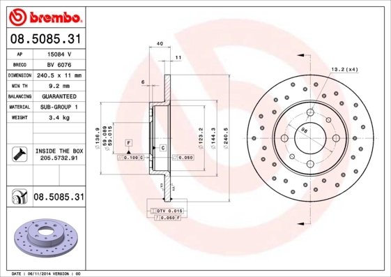 DISC FRANA BREMBO 08.5085.31 - Compatibil cu ABARTH