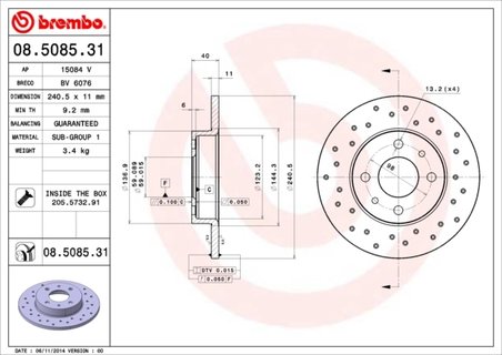 DISC FRANA BREMBO 08.5085.31 - Compatibil cu ABARTH