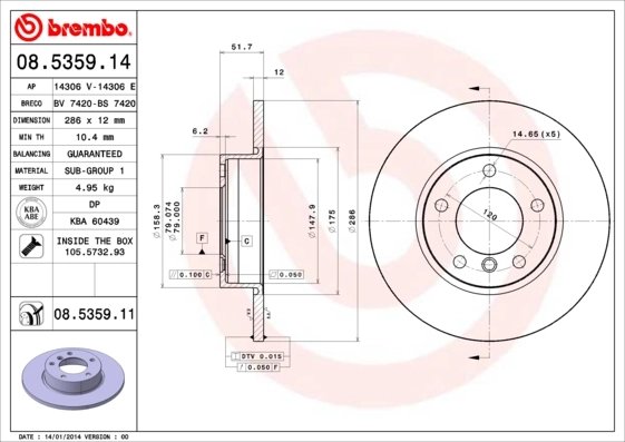 DISC FRANA BREMBO 08.5359.11 - Compatibil cu BMW