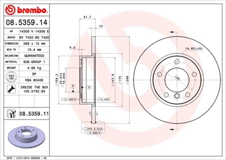 DISC FRANA BREMBO 08.5359.11 - Compatibil cu BMW