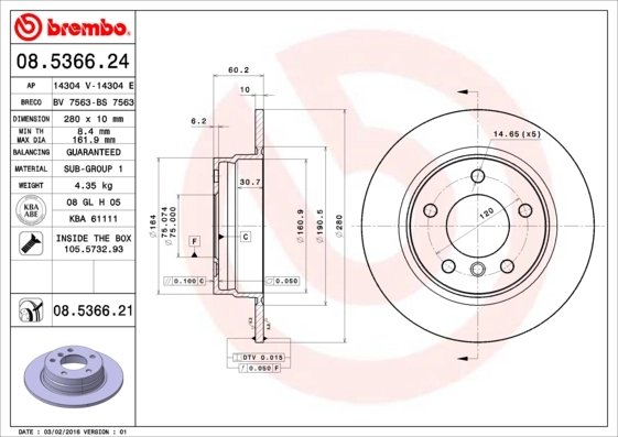 Disc frana Brembo 08.5366.21