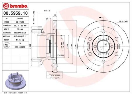 DISC FRANA BREMBO 08.5959.10 - Compatibil cu IVECO