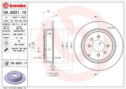 DISC FRANA BREMBO 08.6931.11 - Compatibil cu PEUGEOT