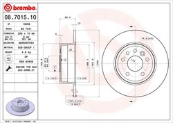 DISC FRANA BREMBO 08.7015.10 - Compatibil cu CHEVROLET, OPEL, VAUXHALL