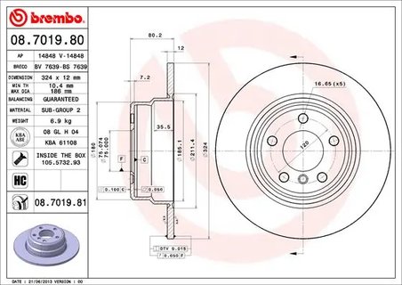 DISC FRANA BREMBO 08.7019.81 - Compatibil cu BMW