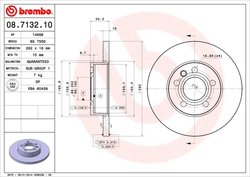DISC FRANA BREMBO 08.7132.10 - Compatibil cu VW