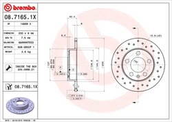 DISC FRANA BREMBO 08.7165.1X - Compatibil cu AUDI, SEAT, SKODA, SKODA (SVW), VW, VW (FAW), VW (SVW), ZHONGHUA (BRILLIANCE)