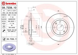 DISC FRANA BREMBO 08.7238.11 - Compatibil cu CITROEN, PEUGEOT, PEUGEOT (DF-PSA)