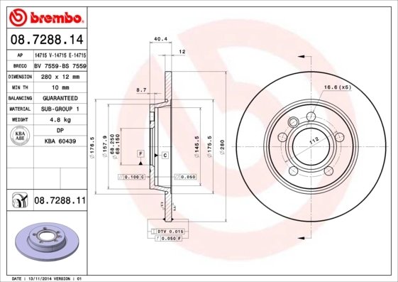 Disc frana Brembo 08.7288.11