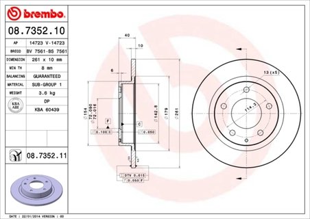 DISC FRANA BREMBO 08.7352.11 - Compatibil cu FORD USA, HAIMA (FAW), MAZDA