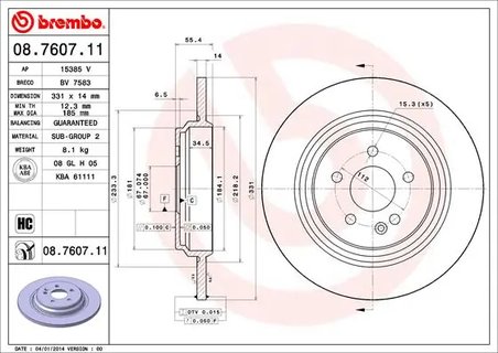 DISC FRANA BREMBO 08.7607.11 - Compatibil cu MERCEDES-BENZ