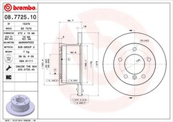 DISC FRANA BREMBO 08.7725.10 - Compatibil cu MERCEDES-BENZ, VW