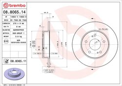 DISC FRANA BREMBO 08.8065.14 - Compatibil cu INFINITI, NISSAN