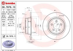 DISC FRANA BREMBO 08.7878.11 - Compatibil cu KIA, MG, MG (SAIC), ROVER