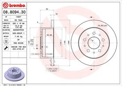 DISC FRANA BREMBO 08.8094.30 - Compatibil cu CITROEN, FIAT, FORD, OPEL, PEUGEOT, VAUXHALL, VW