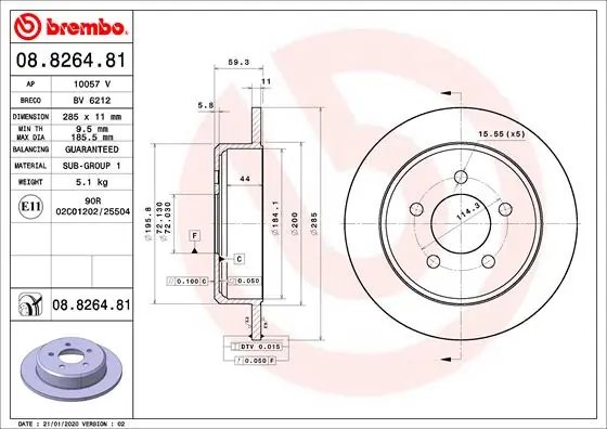 Disc frana Brembo 08.8264.81