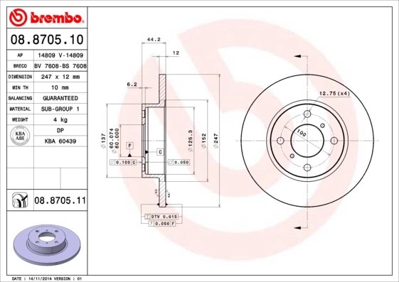 Disc frana Brembo 08.8705.11