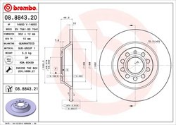 DISC FRANA BREMBO 08.8843.21 - Compatibil cu AUDI, AUDI (FAW)
