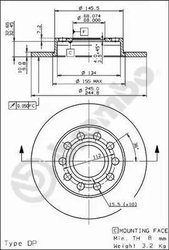 DISC FRANA BREMBO 08.9136.11 - Compatibil cu AUDI, AUDI (FAW), SEAT