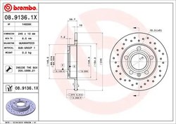 DISC FRANA BREMBO 08.9136.1X - Compatibil cu AUDI, SEAT