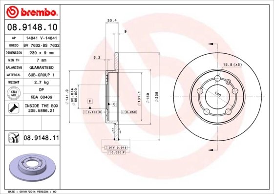 Disc frana Brembo 08.9148.11
