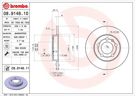 Disc frana Brembo 08.9148.11