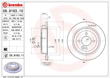 Disc frana Brembo 08.9163.11