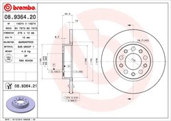 DISC FRANA BREMBO 08.9364.21 - Compatibil cu ALFA ROMEO, FIAT, JEEP, JEEP (GAC FCA)