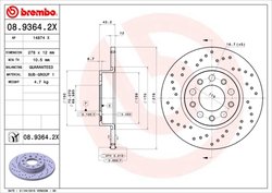 DISC FRANA BREMBO 08.9364.2X - Compatibil cu ALFA ROMEO, FIAT, JEEP, JEEP (GAC FCA)