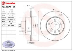 DISC FRANA BREMBO 08.9371.10 - Compatibil cu NISSAN, OPEL, RENAULT, VAUXHALL