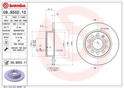 DISC FRANA BREMBO 08.9502.11 - Compatibil cu AUDI, SEAT, SKODA, SKODA (SVW), VW, VW (FAW), VW (SVW)