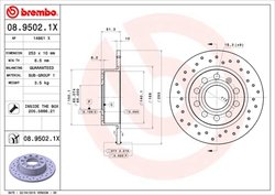 DISC FRANA BREMBO 08.9502.1X - Compatibil cu AUDI, SEAT, SKODA, SKODA (SVW), VW, VW (FAW), VW (SVW)