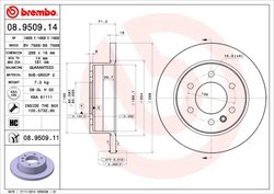 DISC FRANA BREMBO 08.9509.11 - Compatibil cu MERCEDES-BENZ, MERCEDES-BENZ (FJDA), VW