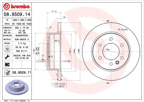Disc frana Brembo 08.9509.11
