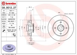 DISC FRANA BREMBO 08.9512.27 - Compatibil cu CITROEN, CITROEN (DF-PSA), DS, OPEL, PEUGEOT, PEUGEOT (DF-PSA), VAUXHALL