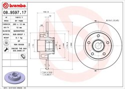 DISC FRANA BREMBO 08.9597.17 - Compatibil cu NISSAN, OPEL, RENAULT, VAUXHALL