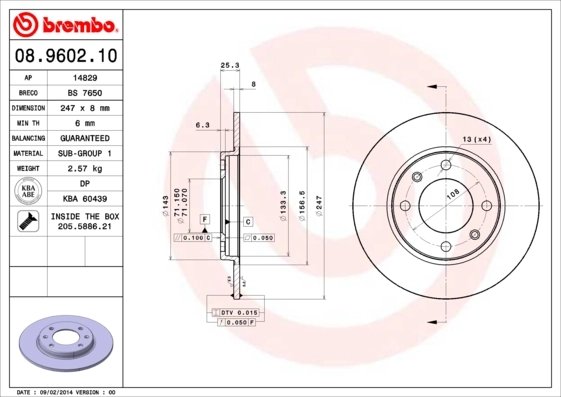 Disc frana Brembo 08.9602.10