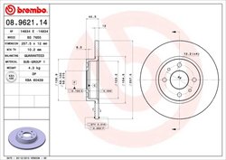 DISC FRANA BREMBO 08.9621.14 - Compatibil cu ALFA ROMEO, FIAT, LANCIA