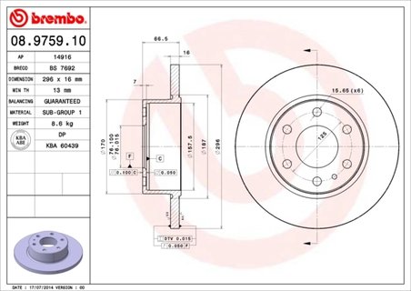 DISC FRANA BREMBO 08.9759.10 - Compatibil cu IVECO