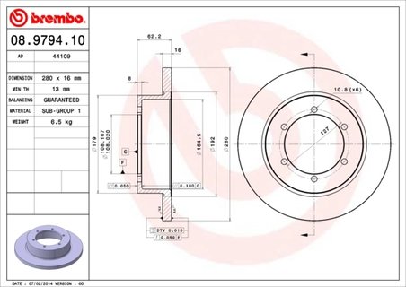 DISC FRANA BREMBO 08.9794.10 - Compatibil cu NISSAN, RENAULT TRUCKS