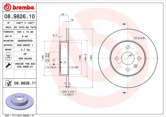 Disc frana Brembo 08.9826.11