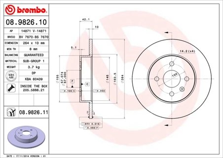 Disc frana Brembo 08.9826.11