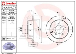 DISC FRANA BREMBO 08.A114.71 - Compatibil cu MITSUBISHI, PROTON