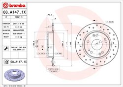 DISC FRANA BREMBO 08.A147.1X - Compatibil cu ACURA, CIIMO, HONDA, HONDA (DONGFENG)