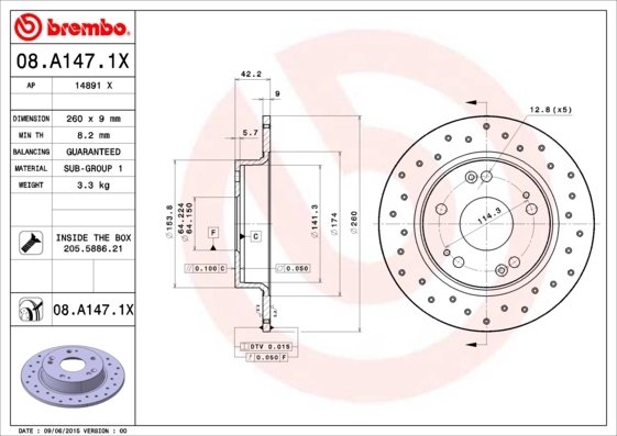 Disc frana Brembo 08.A147.1X