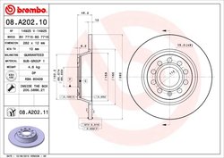 DISC FRANA BREMBO 08.A202.11 - Compatibil cu AUDI, AUDI (FAW), SEAT, SKODA, SKODA (SVW), VW, VW (FAW), VW (SVW)