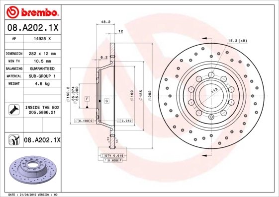 Disc frana Brembo 08.A202.1X