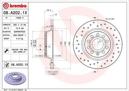 Disc frana Brembo 08.A202.1X