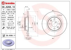 DISC FRANA BREMBO 08.A268.11 - Compatibil cu DACIA, RENAULT, SMART