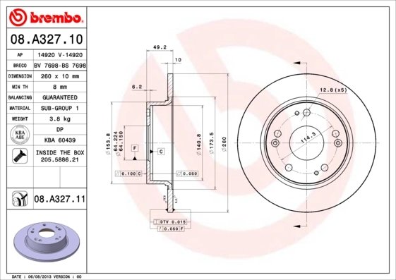 Disc frana Brembo 08.A327.11